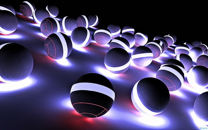 HD wallpaper: 3D, 2560×1600, sphere, Glow, glowing, cool glowing, glowing balls