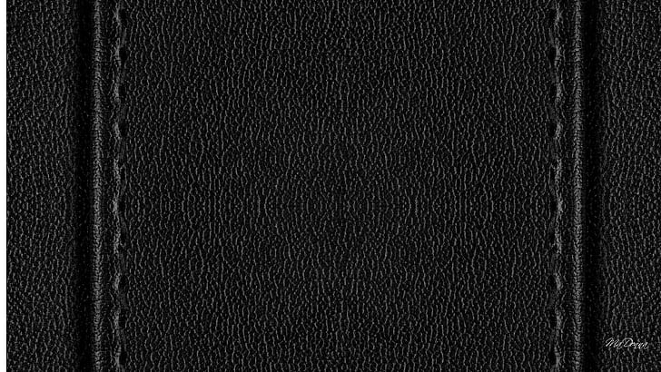 HD wallpaper: Black Stitched Leather, black leather pad, stitches, simple