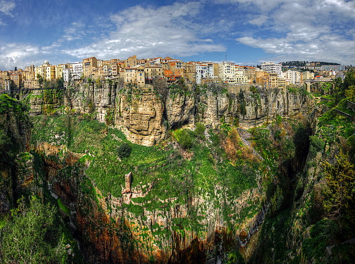HD wallpaper: Constantine, Algeria, green cliff, Travel, Africa, City, Town
