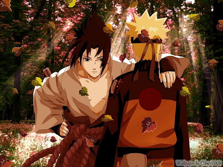 HD wallpaper: Naruto and Kakashi wallpaper, Uchiha Sasuke and Uzumaki Naruto