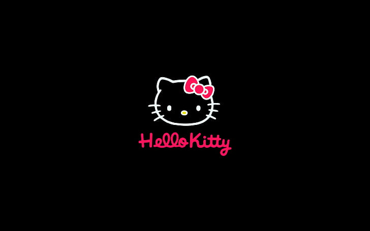 HD wallpaper: hello, kitty, logo, art, cute, dark