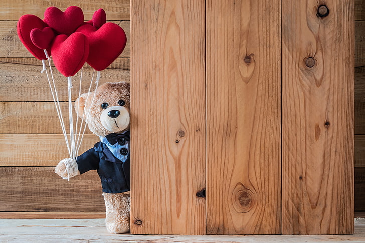 HD wallpaper: love, toy, heart, bear, hearts, red, wood, romantic, teddy
