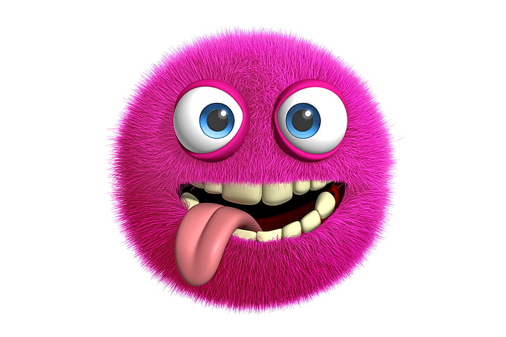 HD wallpaper: pink emoji wallpaper, monster, face, funny, cute, fluffy, human Face