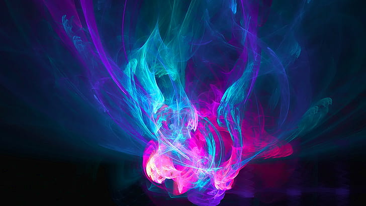 HD wallpaper: teal, pink, and blue flame digital wallpaper, colorful, smoke