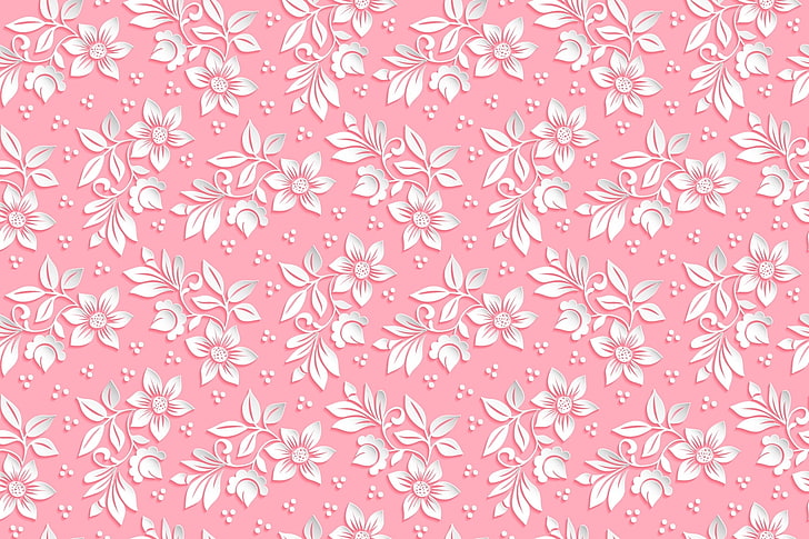 HD wallpaper: white petaled flowers wallpaper, background, pink, pattern, the volume